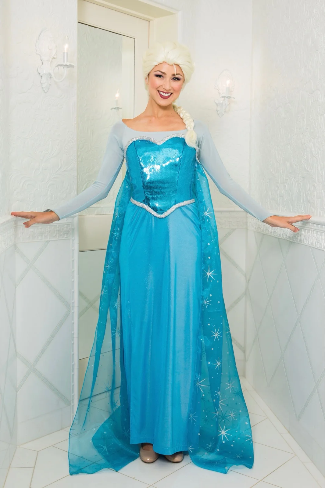 Snow Queen party character in Boston