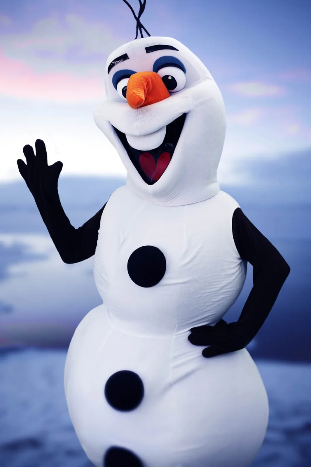 Snowman party character in Boston